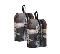 Cat Pictures Big Tiger Print Waterproof Shoe Bag Travel Bag with Carry Strap Storage Bag Versatile Cosmetic Bag-2pcs