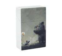 Cat Pictures Cigarette Case, Plastic Waterproof Shockproof, Airtight Push Open Cigarette Box, Capacity King Size Cigarette Holder, Portable Cigarette Container for Outdoor Travel Camping Office