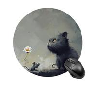 Cat Pictures Round Mouse Pad, Non-Slip Rubber Base Waterproof Washable, Computer Mouse Mat for Office Gaming Studying, Premium-Textured Durable Portable Circle Mousepad for Desktop PC Notebook