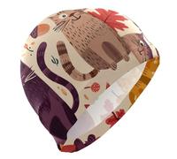 Cat Pine Cone Swim Cap for Men Lightweight Cloth Cap for Pool Bathing Swimming Hat One Size