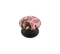 Cat Pink Back Looking to the Side PopSockets Adhesive PopGrip