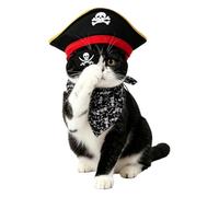 Cat Pirate Costume Funny Pirate Hat Eye Patch Scarf Apparel | Cat Costume Party Apparel for Kitten Puppy Pets Halloween Party Stage Performance Festival Holiday Garden Outdoor
