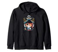 Cat Pirate Kitty Captain Sailor Pet Lover Art Zip Hoodie