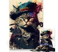 Cat Pirate Portrait 1000 Teenager Pieces Jigsaw Puzzle Brain Memory Peaceful Fun Tight Lock size 38x52cm