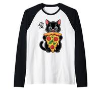 Cat Pizza Lovers Japanese Kawaii Anime Cats Eats Pizza Raglan Baseball Tee