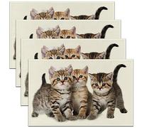 Cat Placemats Set of 4 Kids Cartoon Cats Print Table Mats Placemat Decorative Cute Kitten Table Mats Placemat Lovely Animal Decor Table Place Mats Cat Lover's Gift 45X30cm