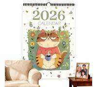 Cat Planner - 2026 Wall Calendar, Painted Cartoon Scheduler | Cute feline monthly organizer for home room study school decor apartment classroom office bedroom stu