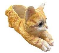 Cat Plant Pot,Resin Statue Decor Kitten Flower Pot,Desktop Planter - for Garden Indoor Outdoor Home Bookshelf Entryway Landscape Living Room Office