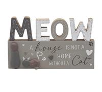 Cat Plaque "A House is not a Home" Grey Pet Ornament, boxed plaque