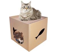 Cat Play Booth - Recyclable Corrugated , Double Stripe , Comfortable Retreat | Interactive Cardboard Housing, Pet Work Meat, Shelter