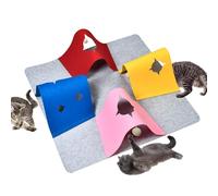Cat Play Mat - 4-in-1 Tunnel Kitten Play Mat | Foldable Activity Rug with Holes - For Indoor and Outdoor Use Enrichment Against Boredom Movement and Travel