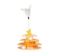 Cat Play Tower Multi-Level Ball Spinner Pet Exercise Toy Base | Engaging Roller Track Toy, Fun Cat Hunting Tower, Ball Activity Toy