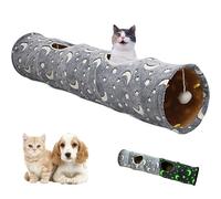 Cat Play Tunnel 47 Inch Collapsible Cat Play Tunnel with Plush Ball Toys Self-Luminous Tubes for Indoor Cats Kittens