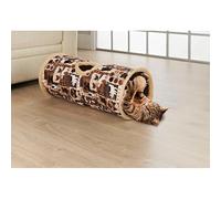 Cat Play Tunnel - Brown - Collapsible Cats Play Tube - Twisting Passage Toy - Pet Accessory - Easy Maintenance - Features Built-In Crackle Paper And A Ball To Play With - Easy And Compact Storage