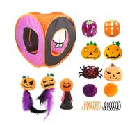 Cat Play Tunnel - Foldable Cats Activity Tube, Plush Wand Toys | 16.54x14.96x14.96 inches Hallowen Ball Toy, Engaging mouses Teaser Kit, Kitten Exercise Gift Set, Pet Enrichment Indoor Fun