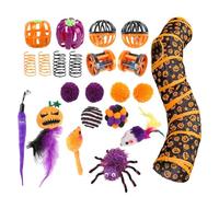 Cat Play Tunnel - Halloween Pet Cat Toy Set, Foldable Spooky Theme Tunnel | Irresistible Channel Cat Tunnel Set, All Season Play Furniture Attracts Cat to Play Reduce Boredom Promote Physical Activity
