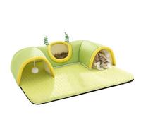 Cat Play Tunnel,Large Cat Bed Cave with Tunnel | Interactive Toys Cushion Pet Supplies for Indoor Kitten Puppy Bunny Small Animal Enrichment Home Sleeping Summer Winter