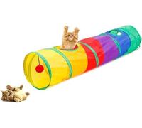 Cat Play Tunnel - Rabbit Tunnel - Foldable Crawling Tunnel for Cats, Rabbits & Small Pets - 115 cm Long Play Tunnel with Hanging Ball - Robust & Space-Saving Pet Tunnel