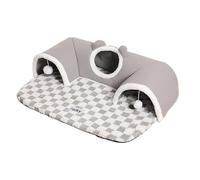 Cat Play Tunnel | Three-Hole Indoor Cat Bed Tunnel,Pet Supplies Interactive Toys Sleeping Mat for Small Animal Puppy Boredom Enrichment Living Room Bedroom Winter Summer