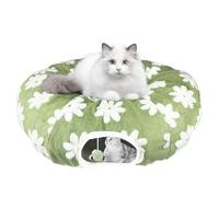 Cat Play Tunnel with Washable Cushion Bed, Round and S-Shape Malfunction Cat Tube Donut Tunnel Cave for Cats/Puppy/Kitten/Rabbit (Green)