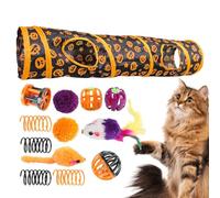 Cat Play Tunnels,Cat Tunnels for Indoor Cats,Peekaboo Cat Cave Halloween Themed Cat Tubes - Pumpkin Pattern Activity Center,Interactive Animal Toy