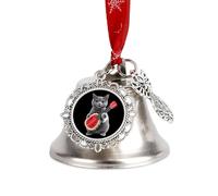 Cat Play Watermelon Guitar Christmas Bell & Sleigh Bells Xmas Tree Decorative Hanging Ornaments for Holiday Home Party Wing Bell