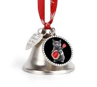 Cat Play Watermelon Guitar Christmas Bell & Sleigh Bells Xmas Tree Decorative Hanging Ornaments for Holiday Home Party Love Bell
