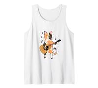 Cat Playing Acoustic Guitar Feline Purr Funny Cat Guitarist Tank Top