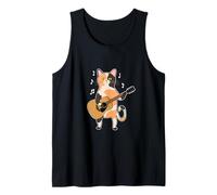 Cat Playing Acoustic Guitar Feline Purr Funny Cat Guitarist Tank Top