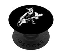 Cat Playing Bass Guitar and Wearing Sunglasses Design PopSockets Adhesive PopGrip