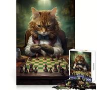 Cat Playing Chess 1000 Pieces Puzzles for Adults Mental Exercise Mindful Escape Snug Lock Xmas Surprise size 38x26cm