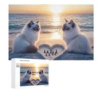 Cat Playing Chess Beach Puzzle for Adults Challenging Jigsaw Puzzles for Women Men