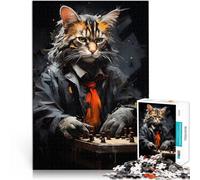 Cat Playing Chess PaintingPuzzle for Adults 2000 Pieces Stress Reliever Difficult Challenge Suitable for couples 70x100cm