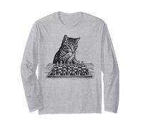 Cat Playing Chess Player Funny Board Game Kitten Lovers Long Sleeve T-Shirt