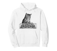 Cat Playing Chess Player Funny Board Game Kitten Lovers Pullover Hoodie