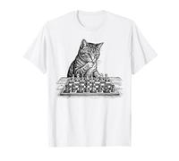 Cat Playing Chess Player Funny Board Game Kitten Lovers T-Shirt