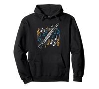 Cat Playing Clarinet Funny Musician Art Clarinetist Humor Pullover Hoodie