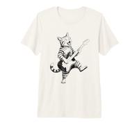Cat Playing Electric Guitar Rock Music Premium T-Shirt