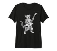 Cat Playing Electric Guitar Rock Music Premium T-Shirt