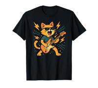 Cat Playing Electric Guitar Rock & Roll Cats Lovers T-Shirt