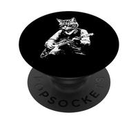 Cat Playing Guitar and Wearing Sunglasses Design PopSockets Adhesive PopGrip
