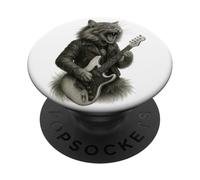 Cat Playing Guitar Funny Rock Star Lovers Men Women Kids PopSockets Adhesive PopGrip