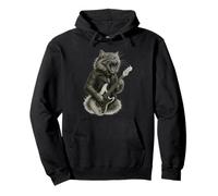 Cat Playing Guitar Funny Rock Star Lovers Men Women Kids Pullover Hoodie