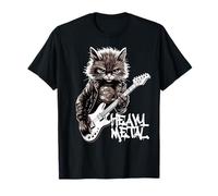 Cat Playing Guitar Heavy Metal Rock Cat Funny Guitarist T-Shirt