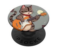 Cat Playing Guitar Japanese Anime Girl PopSockets Adhesive PopGrip