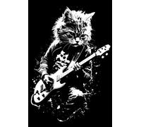 Cat Playing Guitar Punk Rock Notebook: Distressed Grunge Music Art Small Journal Notebook 6"x9" 108 Lined Pages - Great for Songwriting,Lyrics, Drawing, Sketching and Writing.