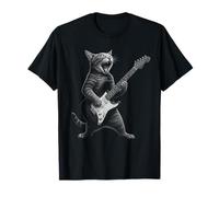 Cat Playing Guitar Rock Star Cat Shirt for Men Women Kid T-Shirt