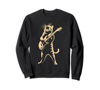 Cat Playing Guitar Rock Star Rock and Roll Men Women Kids Sweatshirt