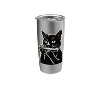 Cat Playing Harmonica Blues Music Stainless Steel Insulated Tumbler