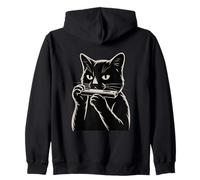 Cat Playing Harmonica Blues Music Zip Hoodie